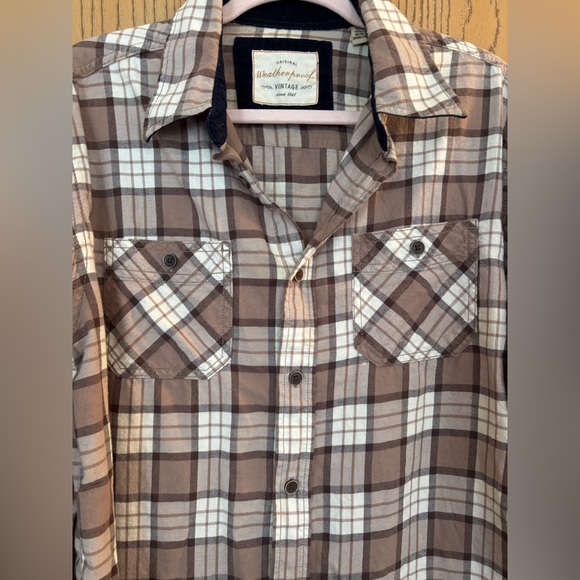 Weatherproof Vintage Label Light Brown Plaid Men's Shirt - Picture 3 of 11